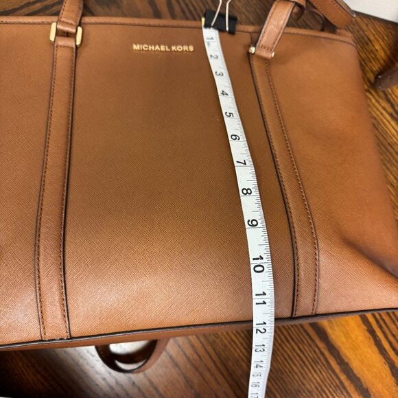 Michael Kors Leather Signature Tote Bag SADDLE BROWN color used ONE TIME -- EUC - Picture 11 of 13